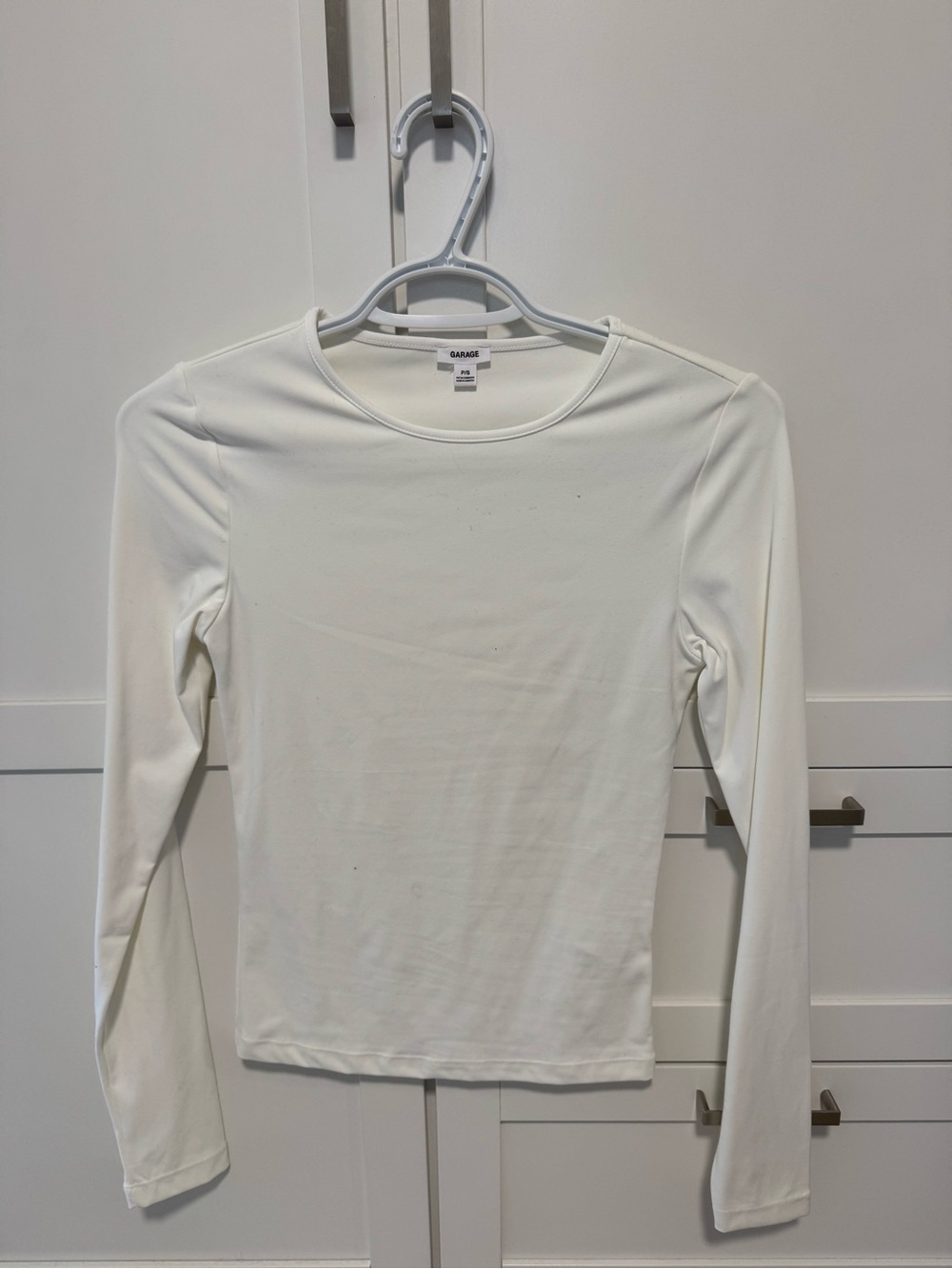Garage White Long Sleeve Crewneck Top